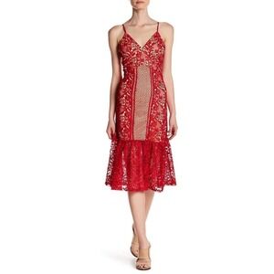 NEW Romeo Juliet Couture V-Neck Lace Fit & Flare Dress Medium